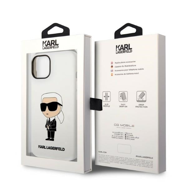 Ovitek za Apple iPhone 14 Plus, Karl Lagerfeld, Silicone Ikonik Karl, Bela