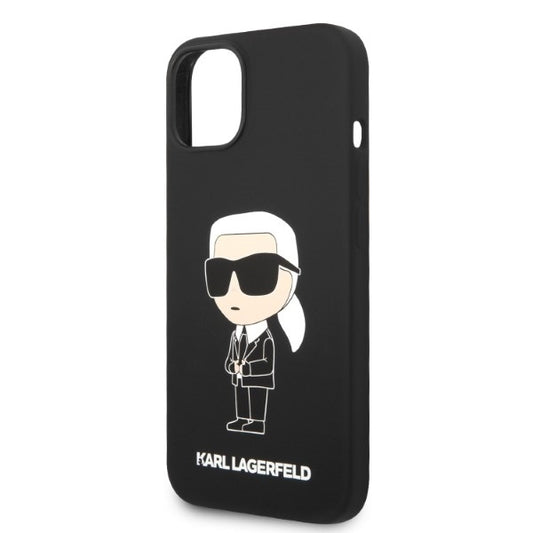 Ovitek za Apple iPhone 14 Plus, Karl Lagerfeld, Silicone Ikonik Karl, črn.