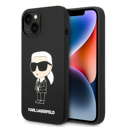 Ovitek za Apple iPhone 14 Plus, Karl Lagerfeld, Silicone Ikonik Karl, črn.