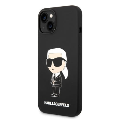 Ovitek za Apple iPhone 14 Plus, Karl Lagerfeld, Silicone Ikonik Karl, črn.