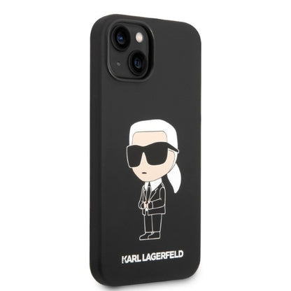 Ovitek za Apple iPhone 14 Plus, Karl Lagerfeld, Silicone Ikonik Karl, črn.