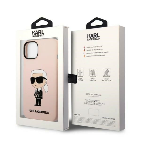 Ovitek za Apple iPhone 14 Plus, Karl Lagerfeld, Silicone Ikonik Karl, Roza
