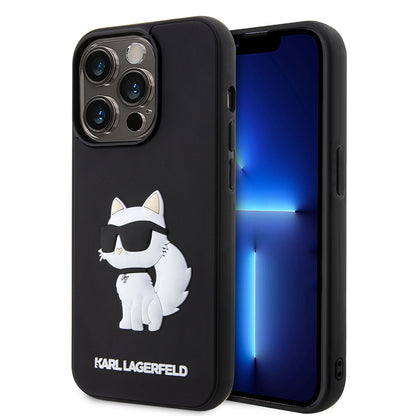 Ovitek za Apple iPhone 14 Pro, Karl Lagerfeld, 3D Rubber Choupette, črn