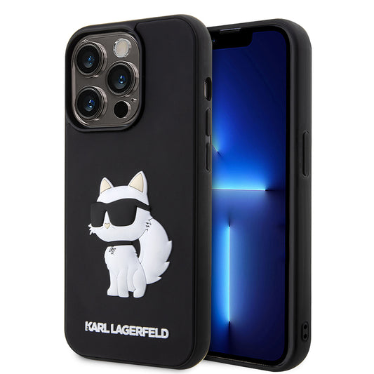 Ovitek za Apple iPhone 14 Pro, Karl Lagerfeld, 3D Rubber Choupette, črn