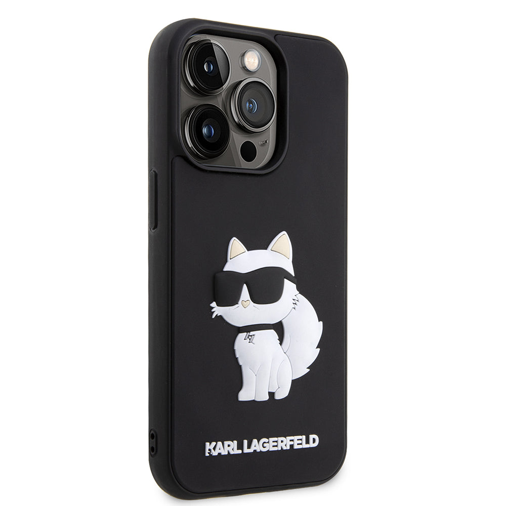 Ovitek za Apple iPhone 14 Pro, Karl Lagerfeld, 3D Rubber Choupette, črn