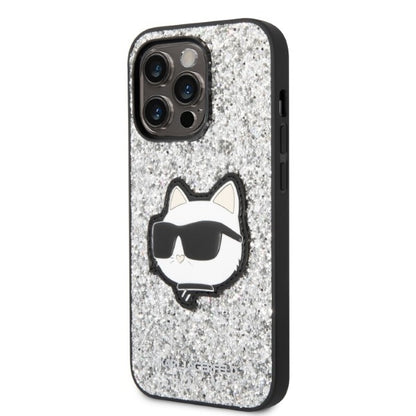 Case for Apple iPhone 14 Pro, Karl Lagerfeld, Glitter Choupette Patch, Silver
