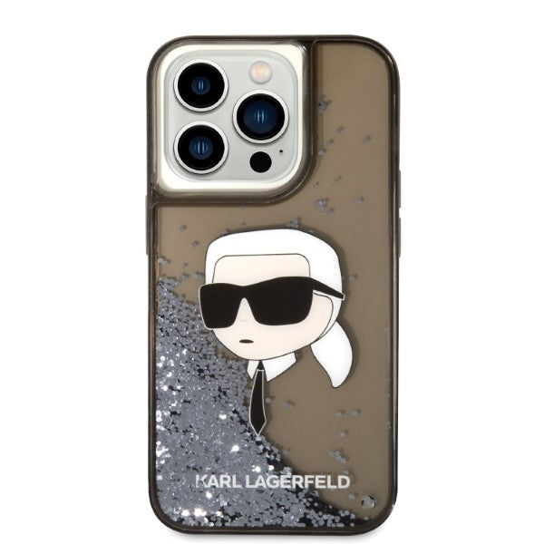 Ovitek za Apple iPhone 14 Pro, Karl Lagerfeld, Glitter Karl's Head, Črna