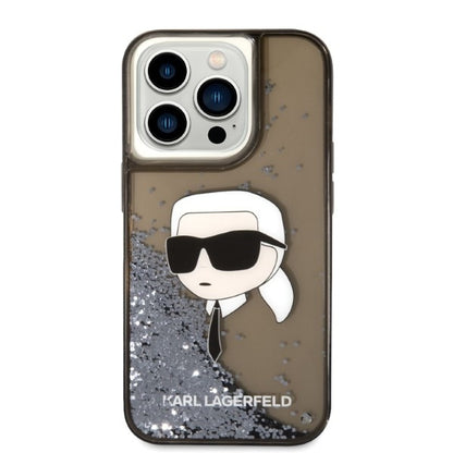 Ovitek za Apple iPhone 14 Pro, Karl Lagerfeld, Glitter Karl's Head, Črna