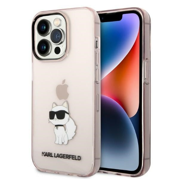 Ovitek za Apple iPhone 14 Pro, Karl Lagerfeld, Ikonik Choupette, Roza