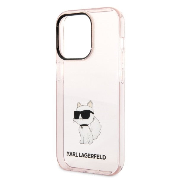 Ovitek za Apple iPhone 14 Pro, Karl Lagerfeld, Ikonik Choupette, Roza
