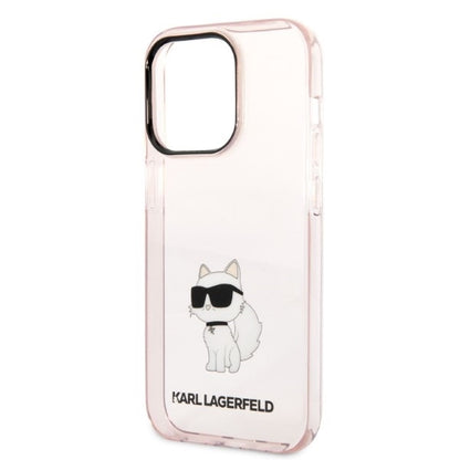 Ovitek za Apple iPhone 14 Pro, Karl Lagerfeld, Ikonik Choupette, Roza