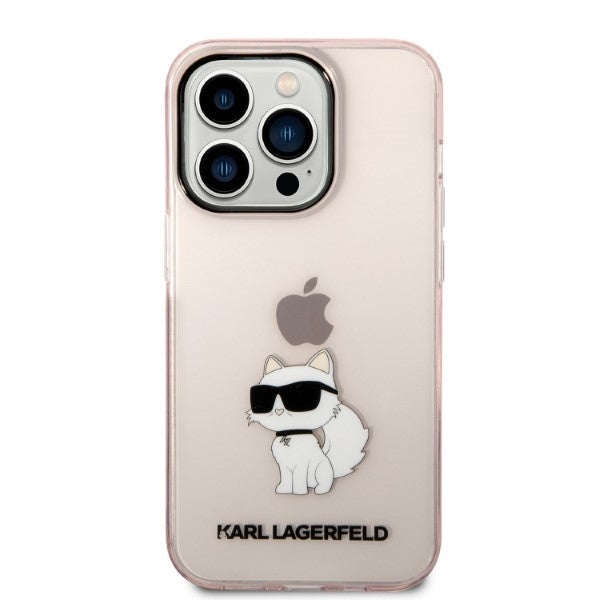 Ovitek za Apple iPhone 14 Pro, Karl Lagerfeld, Ikonik Choupette, Roza
