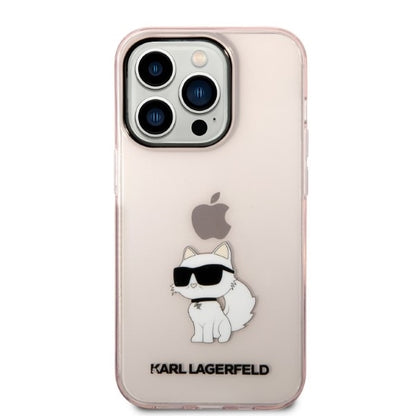 Ovitek za Apple iPhone 14 Pro, Karl Lagerfeld, Ikonik Choupette, Roza