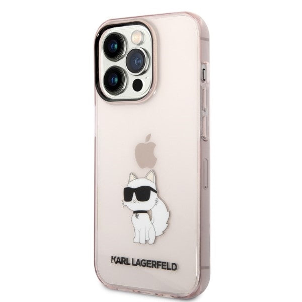 Ovitek za Apple iPhone 14 Pro, Karl Lagerfeld, Ikonik Choupette, Roza