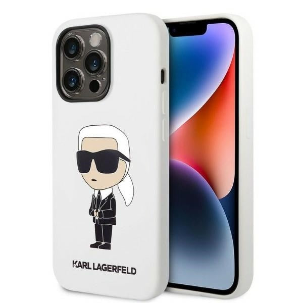 Ovitek za Apple iPhone 14 Pro, Karl Lagerfeld, Silicone Ikonik NFT, Bela