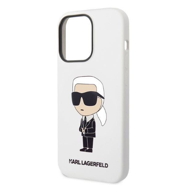 Ovitek za Apple iPhone 14 Pro, Karl Lagerfeld, Silicone Ikonik NFT, Bela