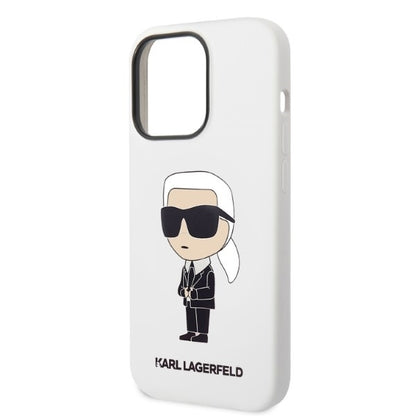 Ovitek za Apple iPhone 14 Pro, Karl Lagerfeld, Silicone Ikonik NFT, Bela