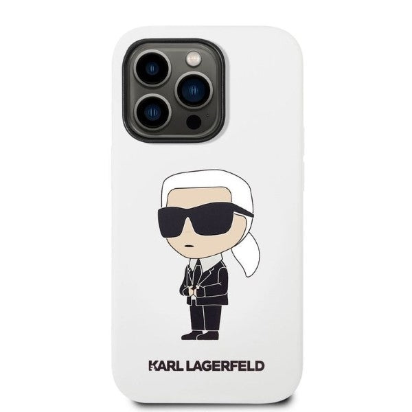 Ovitek za Apple iPhone 14 Pro, Karl Lagerfeld, Silicone Ikonik NFT, Bela