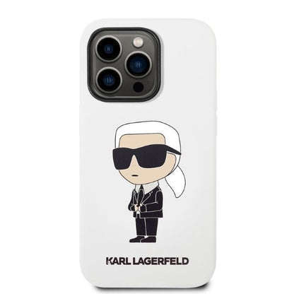 Ovitek za Apple iPhone 14 Pro, Karl Lagerfeld, Silicone Ikonik NFT, Bela