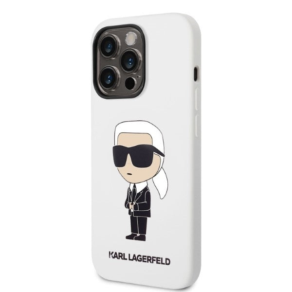 Ovitek za Apple iPhone 14 Pro, Karl Lagerfeld, Silicone Ikonik NFT, Bela