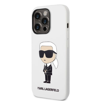 Ovitek za Apple iPhone 14 Pro, Karl Lagerfeld, Silicone Ikonik NFT, Bela