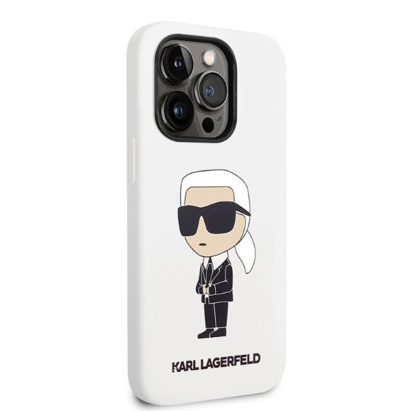 Ovitek za Apple iPhone 14 Pro, Karl Lagerfeld, Silicone Ikonik NFT, Bela