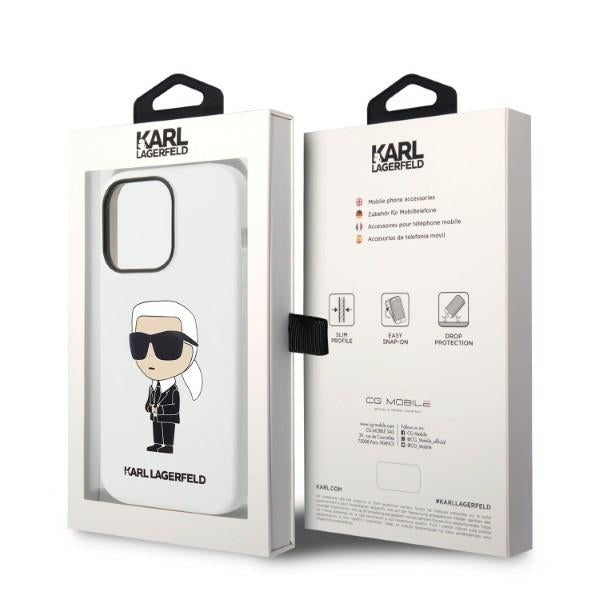 Ovitek za Apple iPhone 14 Pro, Karl Lagerfeld, Silicone Ikonik NFT, Bela