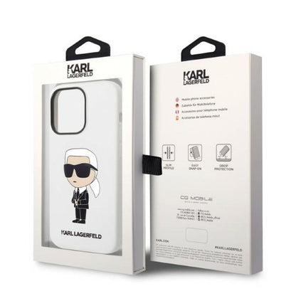 Ovitek za Apple iPhone 14 Pro, Karl Lagerfeld, Silicone Ikonik NFT, Bela
