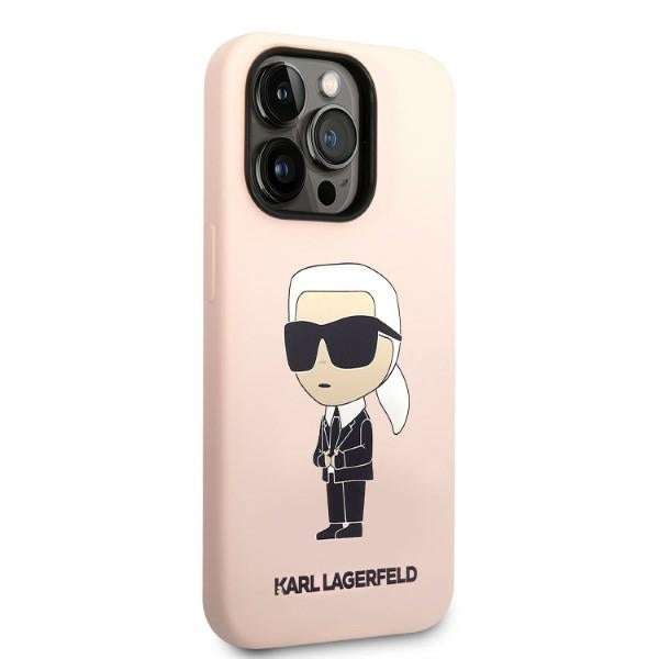Ovitek za Apple iPhone 14 Pro, Karl Lagerfeld, Silicone Ikonik NFT, Roza