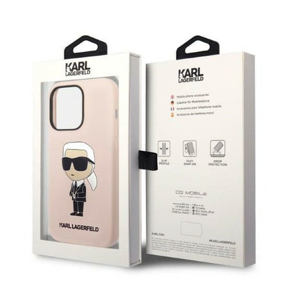 Ovitek za Apple iPhone 14 Pro, Karl Lagerfeld, Silicone Ikonik NFT, Roza