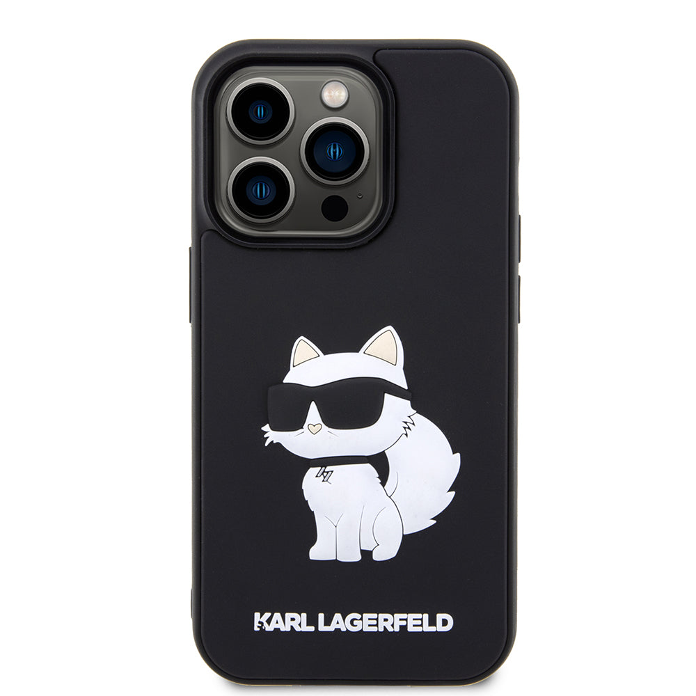 Ovitek za Apple iPhone 14 Pro Max, Karl Lagerfeld, 3D Rubber Choupette, črn