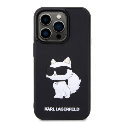 Ovitek za Apple iPhone 14 Pro Max, Karl Lagerfeld, 3D Rubber Choupette, črn