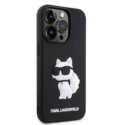 Ovitek za Apple iPhone 14 Pro Max, Karl Lagerfeld, 3D Rubber Choupette, črn