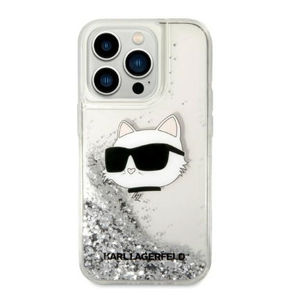 Case for Apple iPhone 14 Pro Max, Karl Lagerfeld, Glitter Choupette's Head, Silver