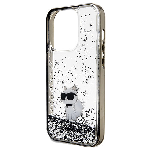 Ovitek za Apple iPhone 14 Pro Max, Karl Lagerfeld, Liquid Glitter Choupette, Prozoren