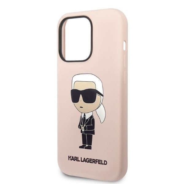 Ovitek za Apple iPhone 14 Pro Max, Karl Lagerfeld, Silicone Ikonik NFT, Roza