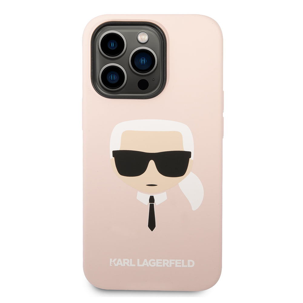 Case for Apple iPhone 14 Pro Max, Karl Lagerfeld, Silicone Karl's Head, Pink