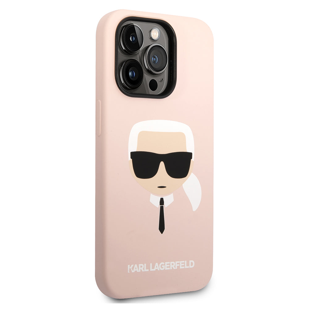 Case for Apple iPhone 14 Pro Max, Karl Lagerfeld, Silicone Karl's Head, Pink