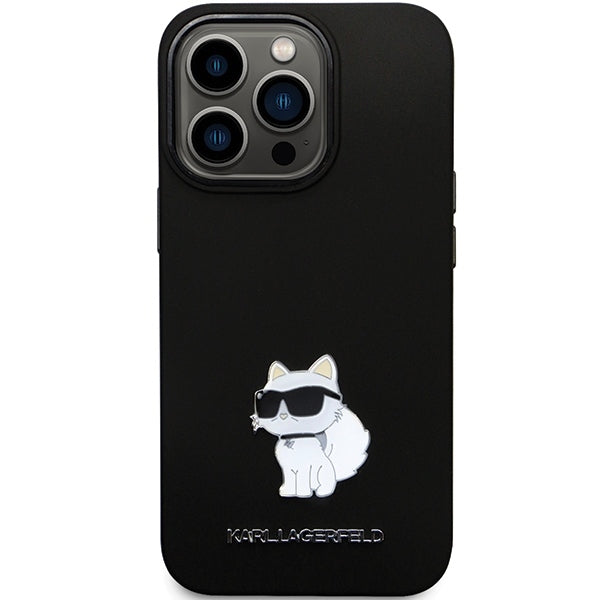 Case for Apple iPhone 14 Pro Max, Karl Lagerfeld, Silicone Choupette Metal, Black