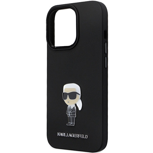 Case for Apple iPhone 14 Pro Max, Karl Lagerfeld, Silicone Ikonik Karl Metal, Black
