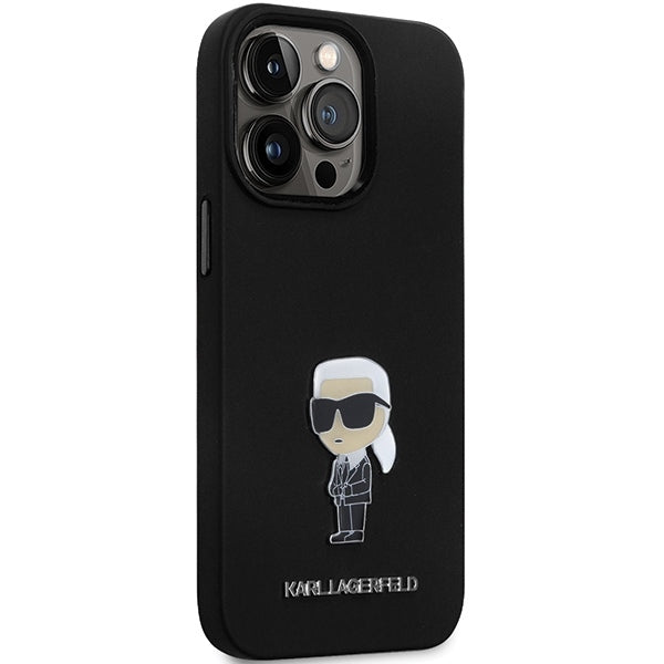 Case for Apple iPhone 14 Pro Max, Karl Lagerfeld, Silicone Ikonik Karl Metal, Black