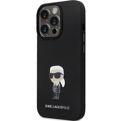 Case for Apple iPhone 14 Pro Max, Karl Lagerfeld, Silicone Ikonik Karl Metal, Black