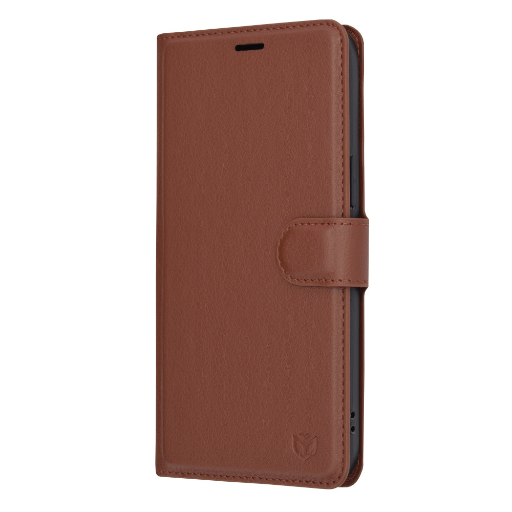 Ovitek za Apple iPhone 14 Pro Max, Techsuit, usnjen folio, rjav