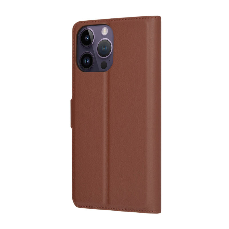 Ovitek za Apple iPhone 14 Pro Max, Techsuit, usnjen folio, rjav