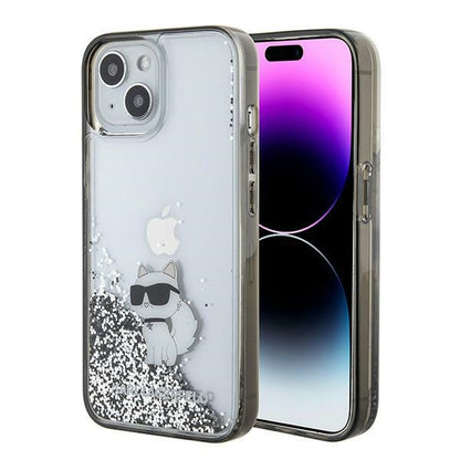 Ovitek za Apple iPhone 15 / 14 / 13, Karl Lagerfeld, Liquid Glitter Choupette, Prozoren