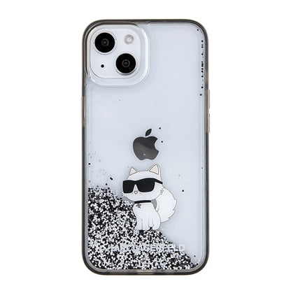 Ovitek za Apple iPhone 15 / 14 / 13, Karl Lagerfeld, Liquid Glitter Choupette, Prozoren
