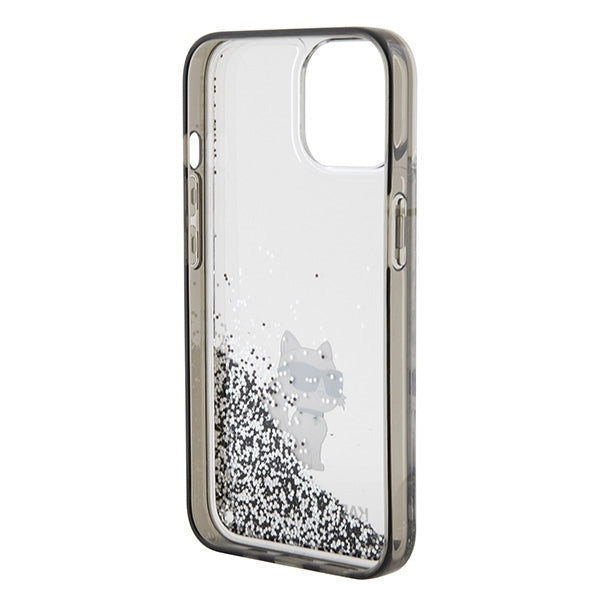 Ovitek za Apple iPhone 15 / 14 / 13, Karl Lagerfeld, Liquid Glitter Choupette, Prozoren