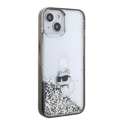 Ovitek za Apple iPhone 15 / 14 / 13, Karl Lagerfeld, Liquid Glitter Choupette, Prozoren