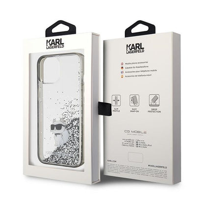 Ovitek za Apple iPhone 15 / 14 / 13, Karl Lagerfeld, Liquid Glitter Choupette, Prozoren
