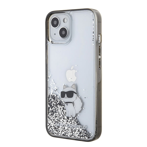 Ovitek za Apple iPhone 15 / 14 / 13, Karl Lagerfeld, Liquid Glitter Choupette, Prozoren